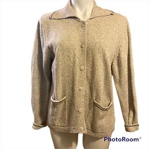 Woolrich British tan wool blend Cardigan sweater with pockets Large